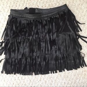 H&M Faux leather fringe mini skirt